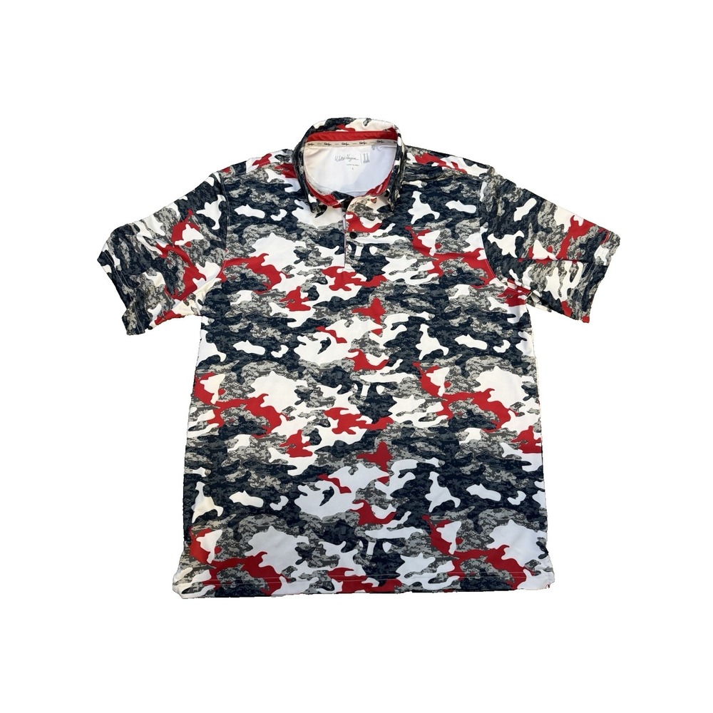 Walter Hagen Golf Polo Shirt Mens Large Red White Blue Camo 11 Majors - Picture 2 of 4